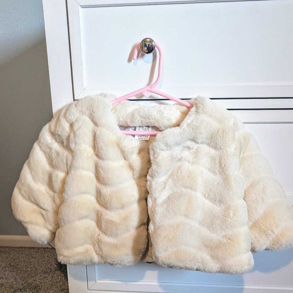 Vintage toddler 2T White faux fur jacket